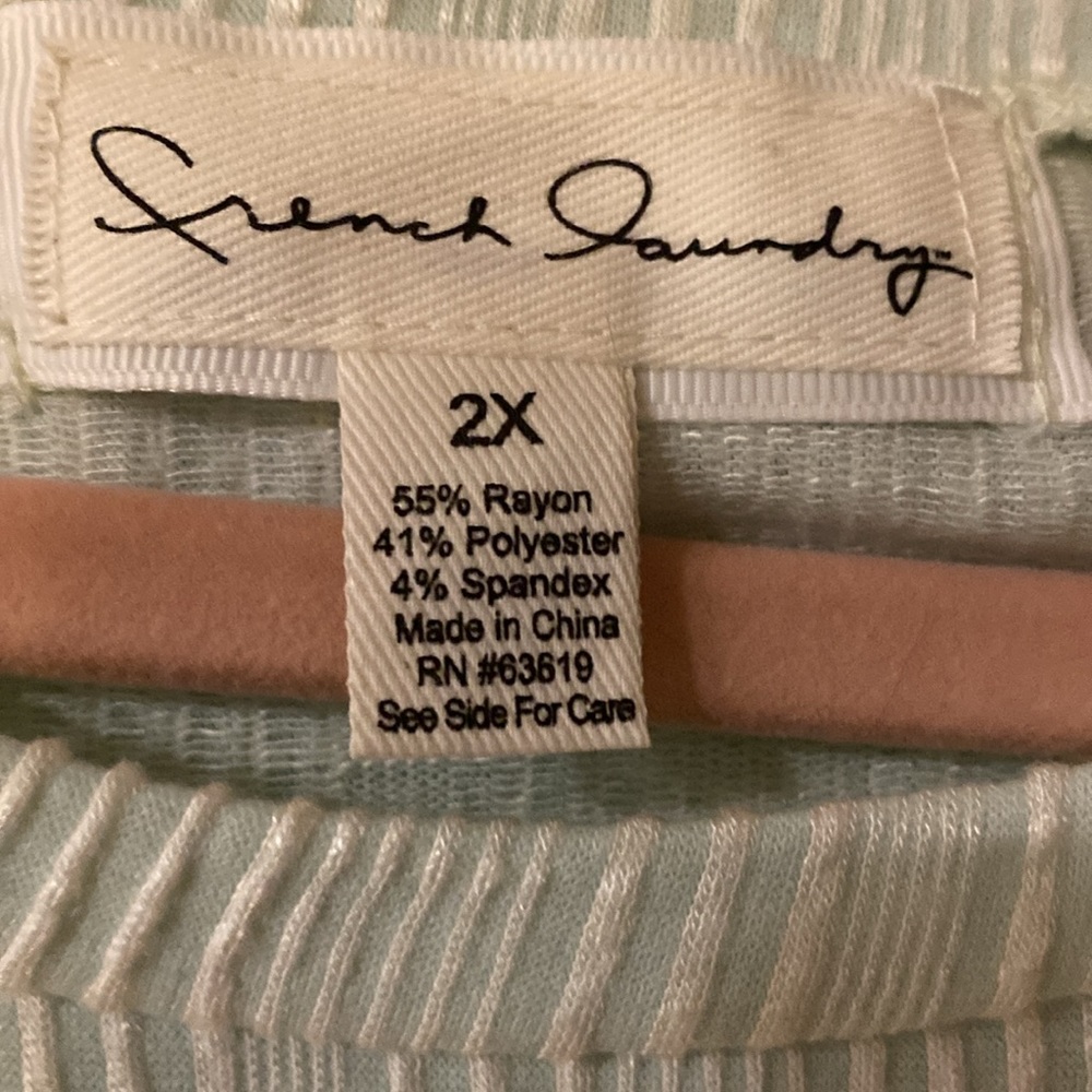 French Laundry Mint Green/White Striped Textured Top - Size 2X - NWT - Picture 4 of 5